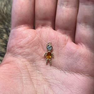 Vintage 14k yellow gold November citrine glass birthstone boy charm/pendant